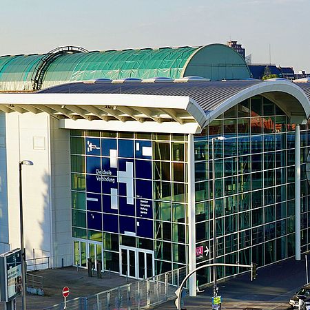 Hamburg Messe: B halls outside view (Messeplatz)