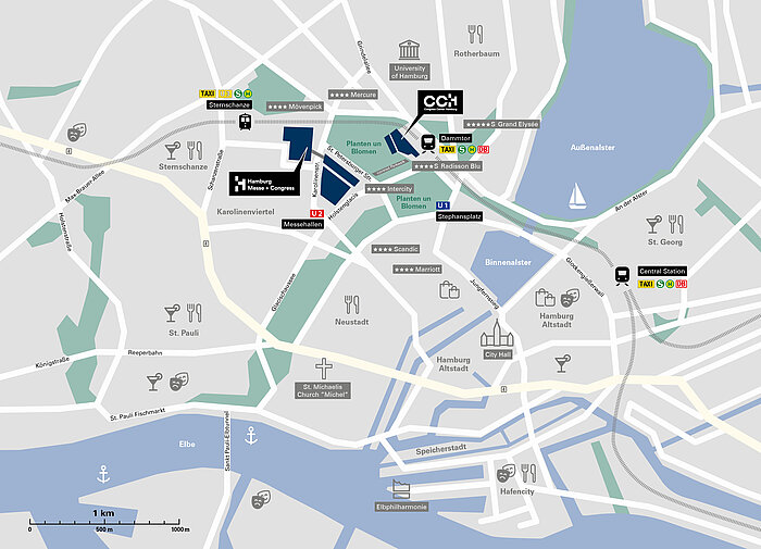 CCH Lageplan mit benachbarten Hotels CCH Lageplan mit benachbarten Hotels