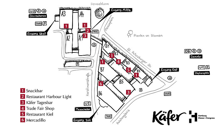Overview catering on the exhibition campus Overview catering on the exhibition campus