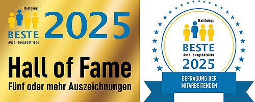 Siegel Hall of Fame und Hamburgs Beste Ausbildungsbetriebe 2025